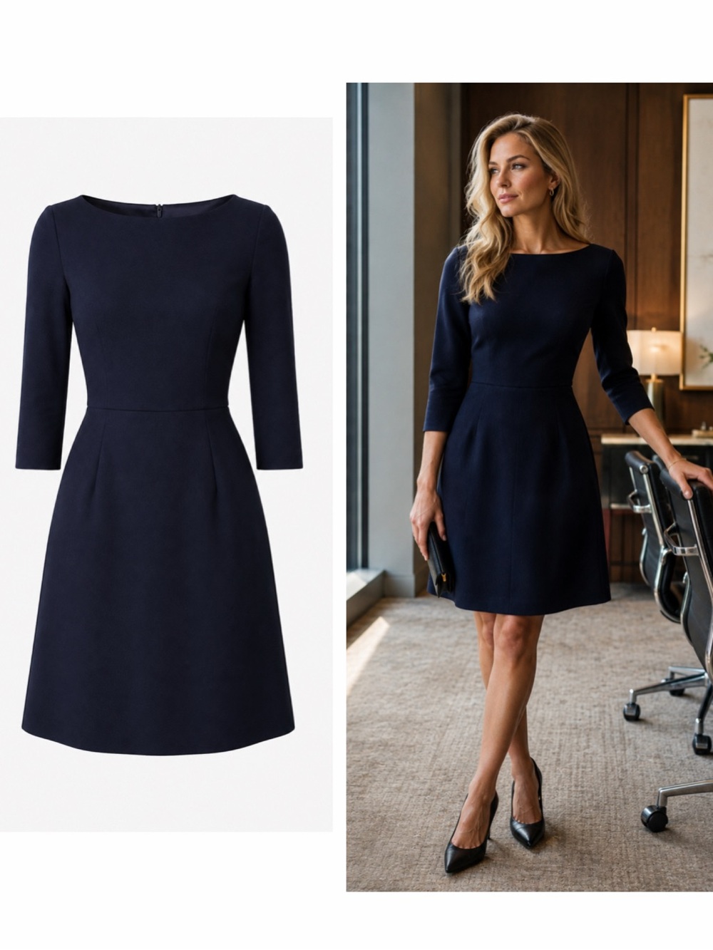 Marc Jacobs Navy Long Sleeve Dress 0 Cocktail Wedding Guest Work EUC Y2K 🟡